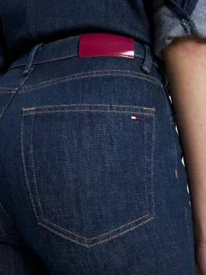 Calça jeans reta clássica de cintura alta