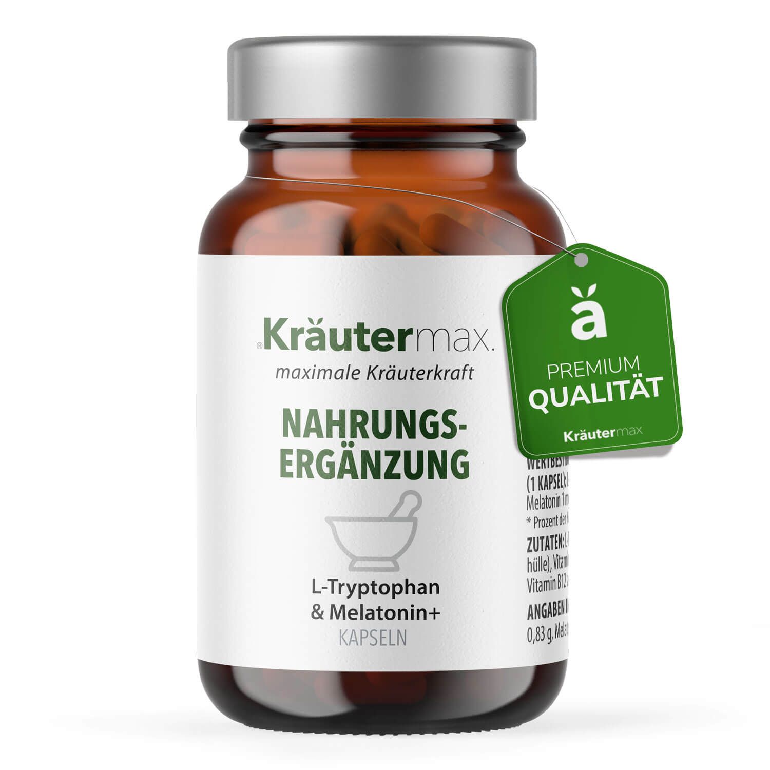 Kräutermax L-Tryptophan 500 mg und Melatonin 1 mg plus B6, B12 Kapseln