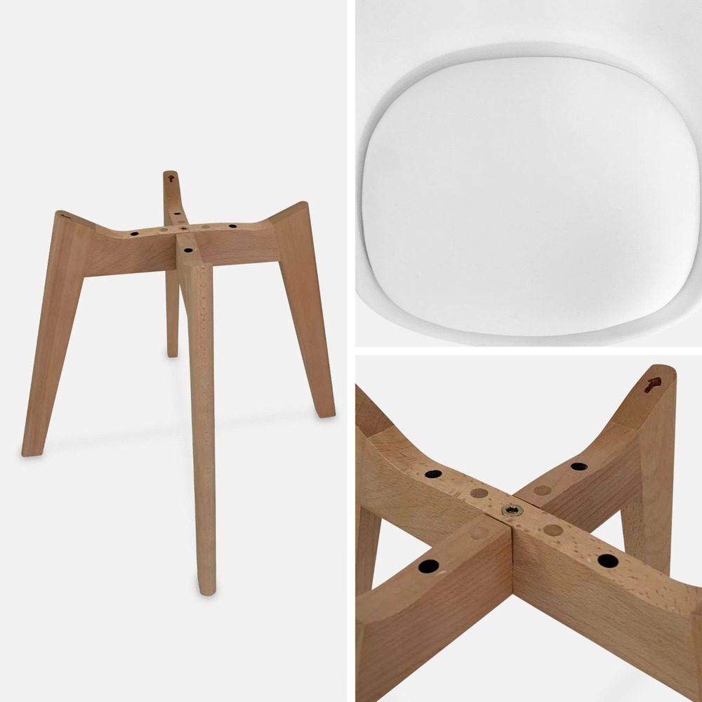 Lot de 6 chaises scandinaves. Pieds bois de hêtre. Chaises 1 place. Blancs