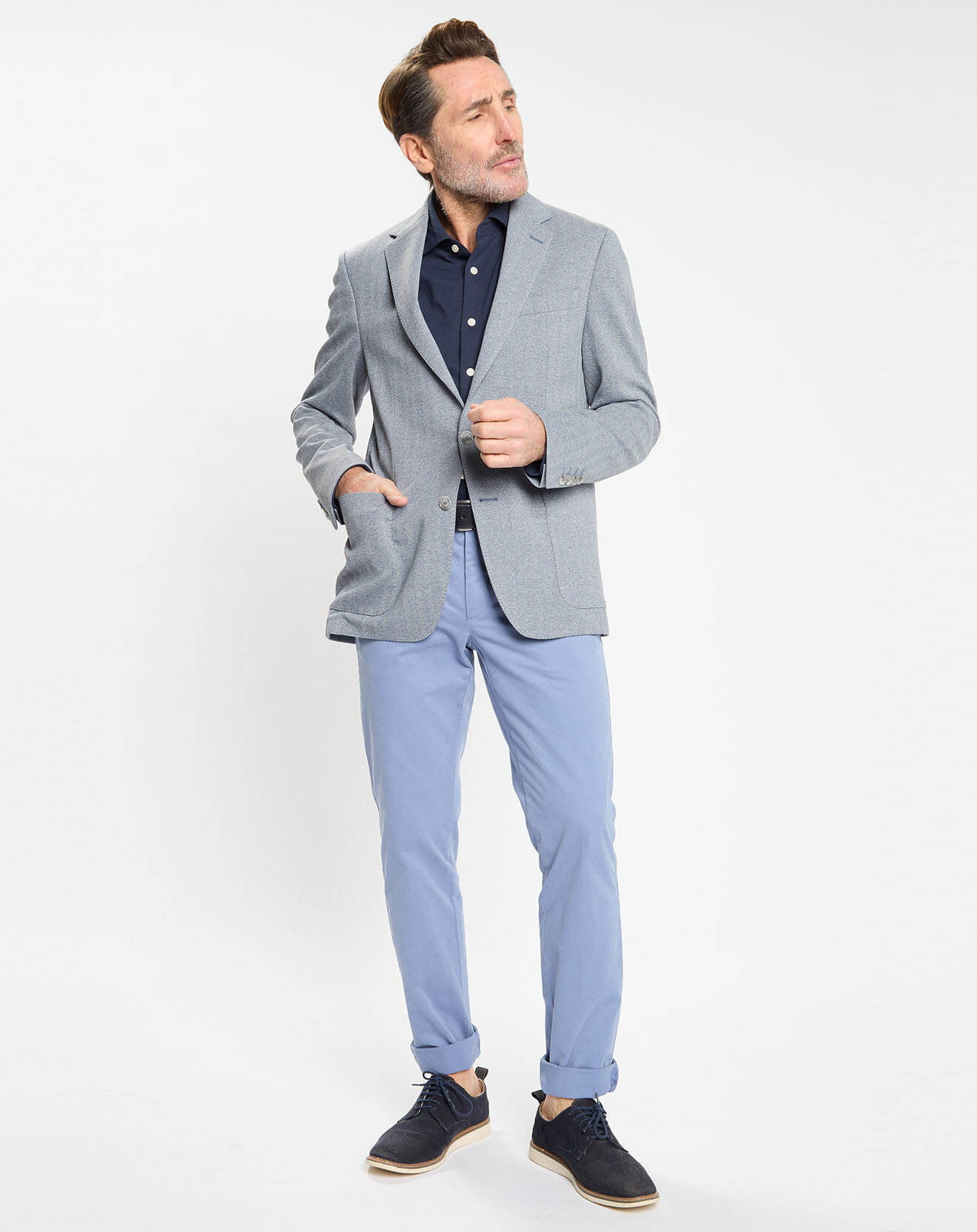 Hackett London Veste Herigbone à chevrons bleu clair