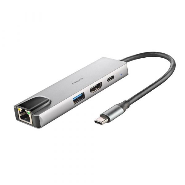NGS Docking Station WonderDock Supra   USB-C de 4 Portas USB 3.0 USB-C PD 100W HDMI RJ45 Cinzento/Preto