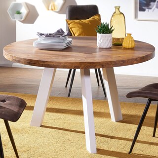 Esstisch Kilkenny Massivholz braun/weiß