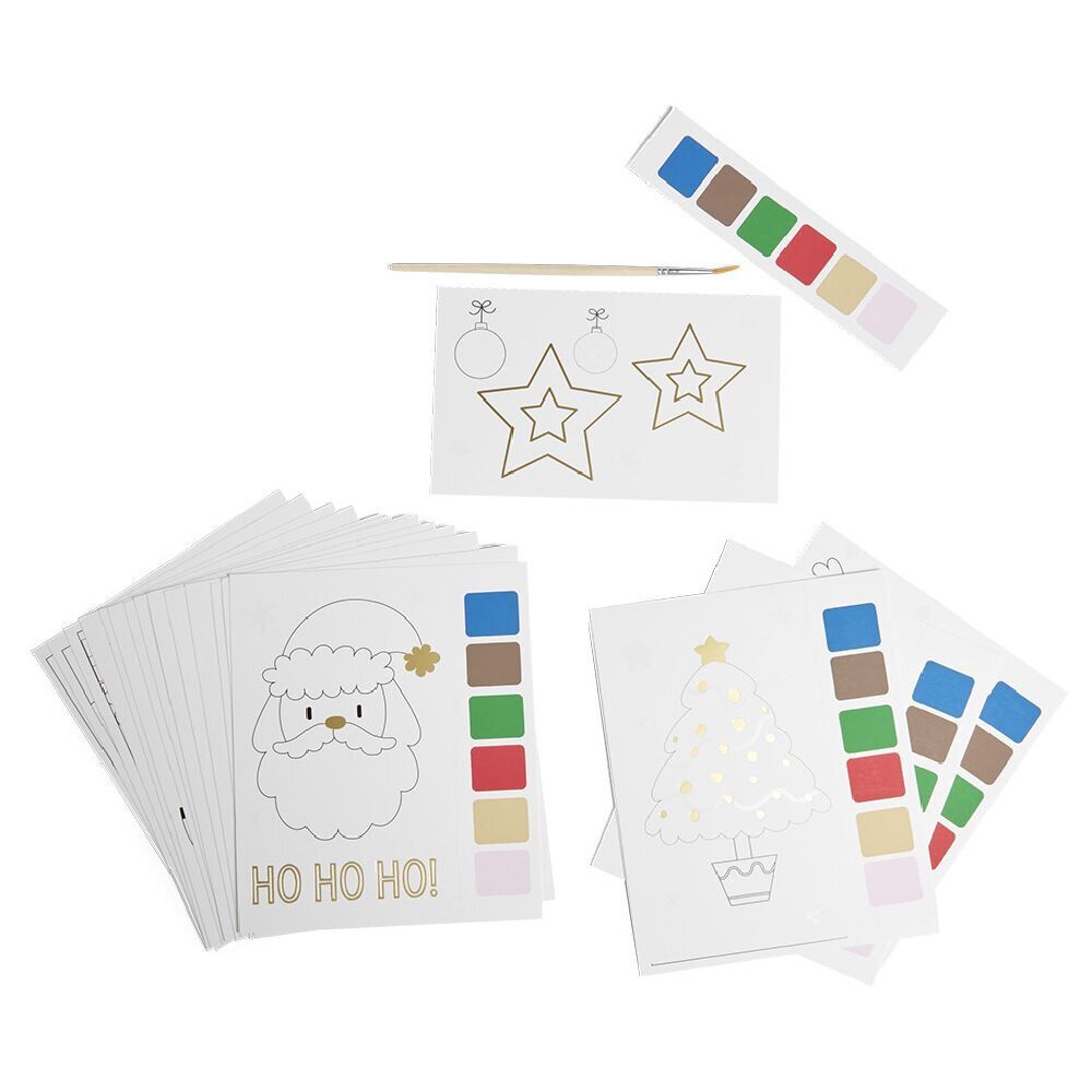 Carte de Noël x20 avec peinture à l'eau