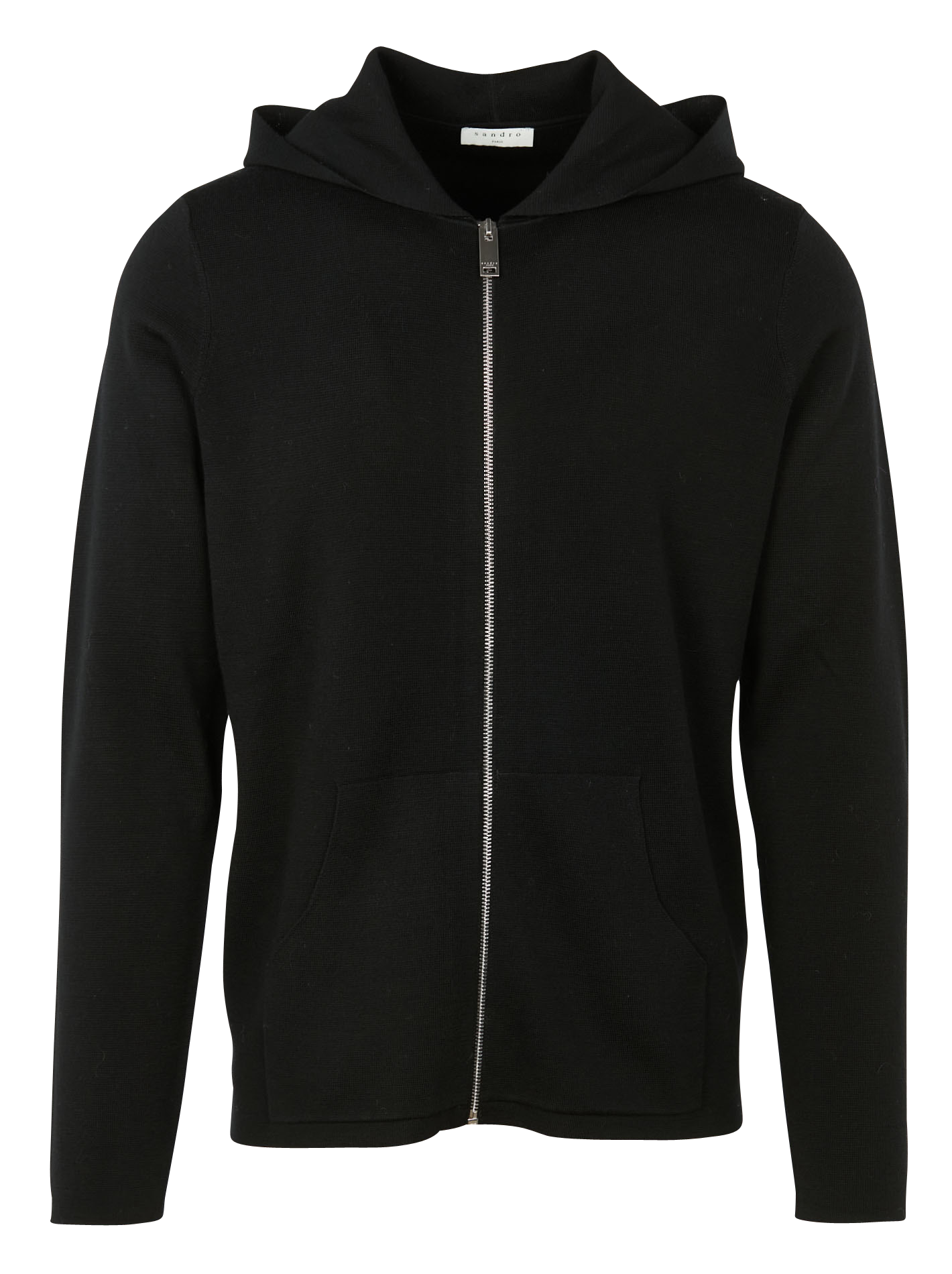 Gilet regular-fità capuche zippé en laine | Noir