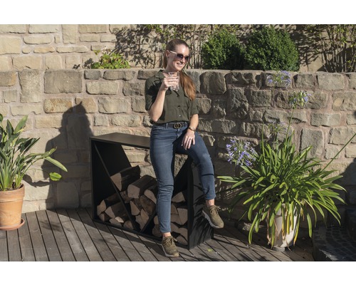 WESTMANN brandhoutberging 114,5 x 35 x 80 cm zwart