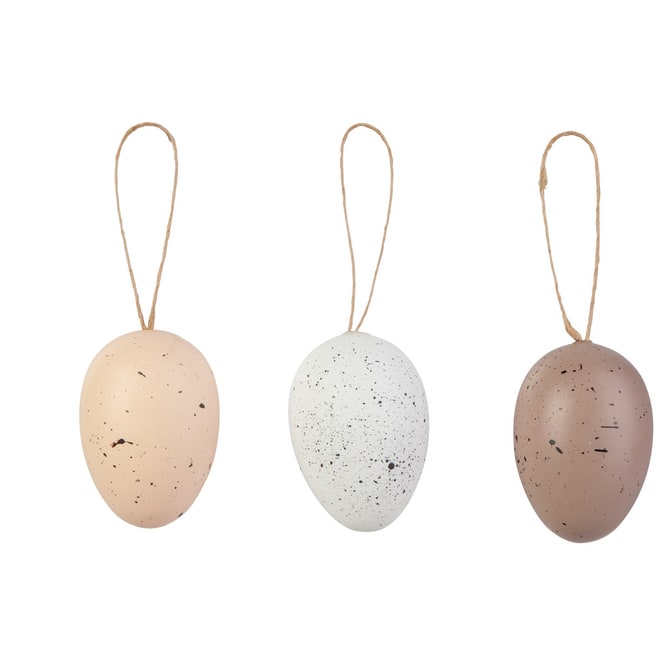 Dekohänger Eier - braun/weiß - aus Kunststoff - ca. 6 cm - 6 Stück