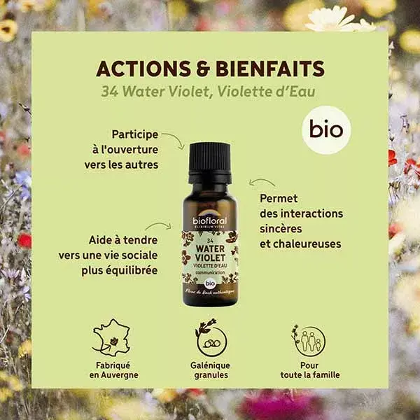 Biofloral 34 Violeta Aquática Orgânica em Grânulos - Floral de Bach - 19,5g