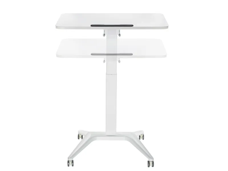 Maclean MC-453 W Mobile Laptop Desk with Pneumatic Height Adjustment, Laptop Table with Wheels, 80 x 52 cm, Max. 8 kg, Height Adjustable Max. 109 cm (White)