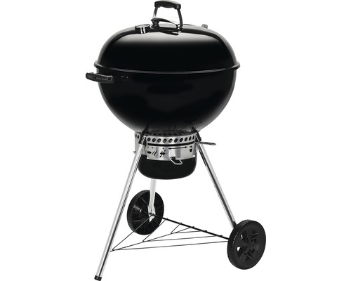 Weber Kettle E-5730 houtskoolbarbecue, Ø 57 cm, zwart, inclusief dekselthermometer, bodemrooster, stalen houtskoolrooster, gecoat stalen kookrooster, aluminium asopvanger, one-touch reinigingssysteem, brikettenmaatbeker