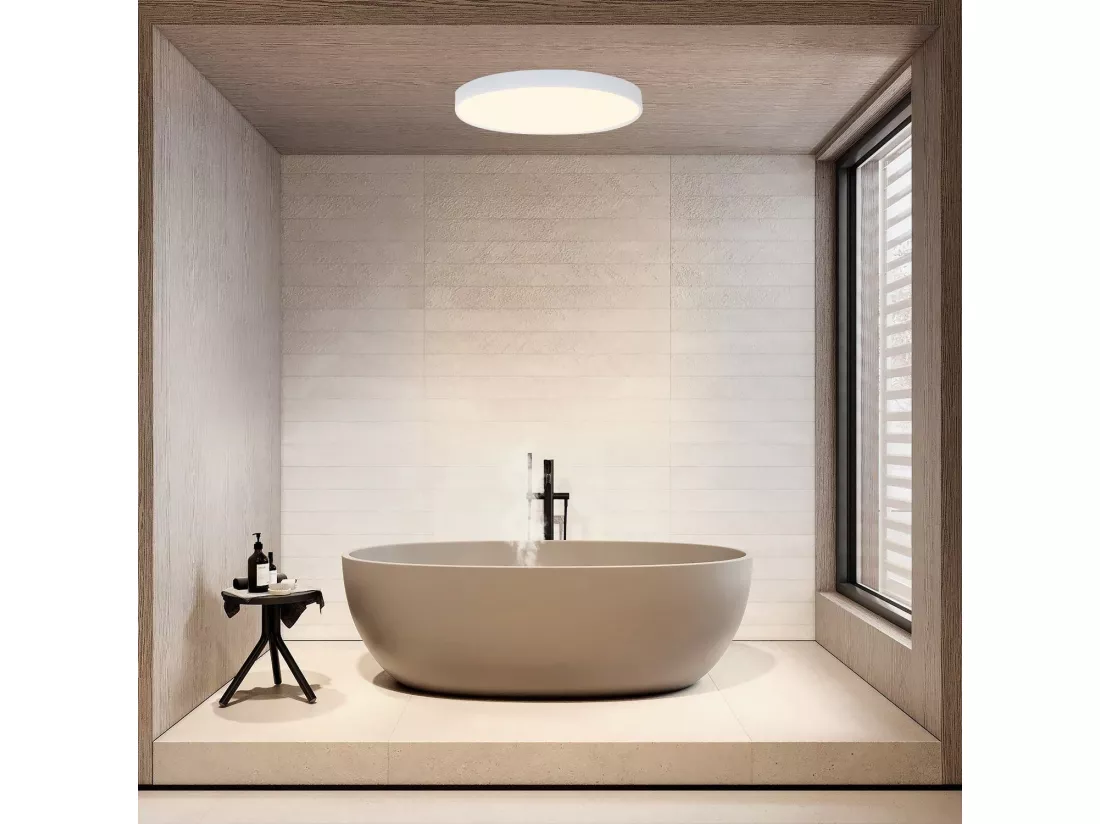 NETTLIFE Plafonnier LED 3000K 28cm Rond 17W IP44 Plat pour Chambre Salle de Bain Couloir