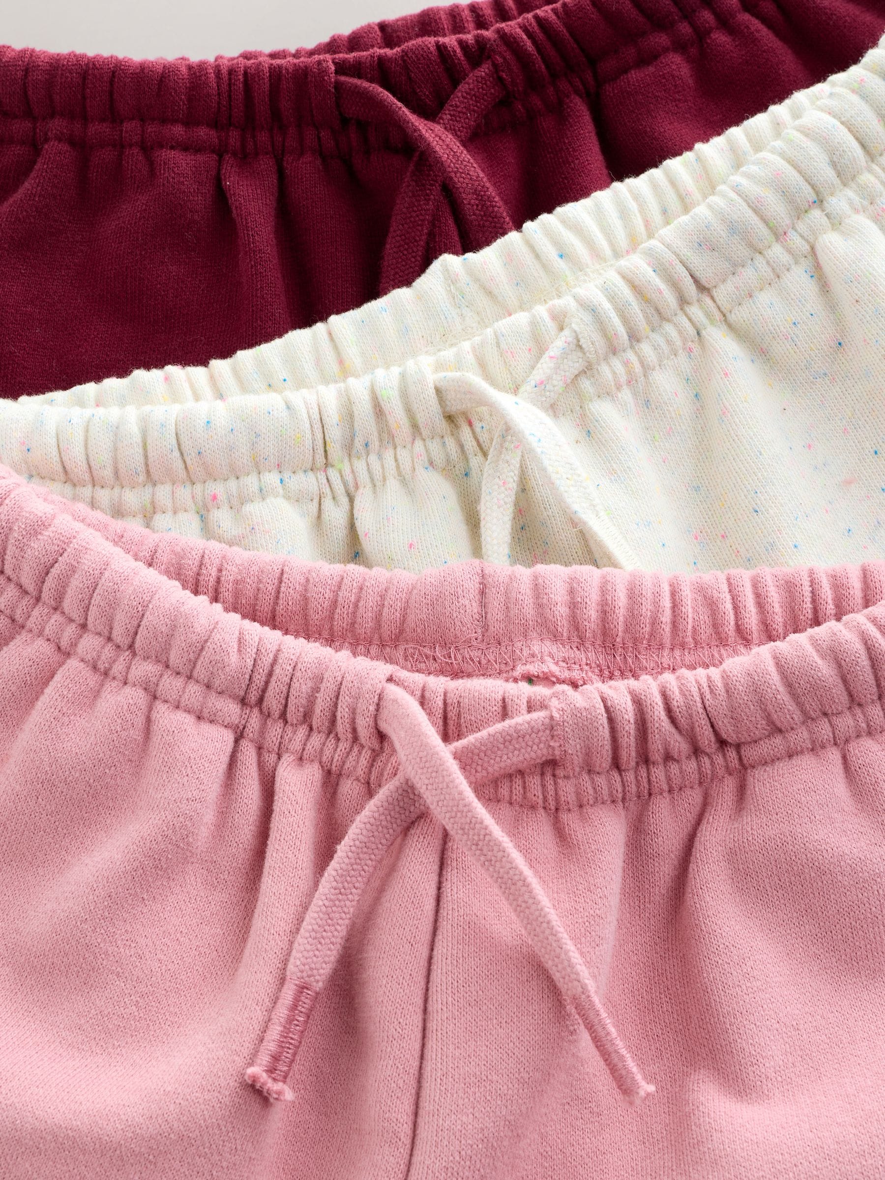 Roze/bordeauxrood/beigegrijs - Set van 3 joggingbroeken met wijde pijpen (3mnd-7jr)
