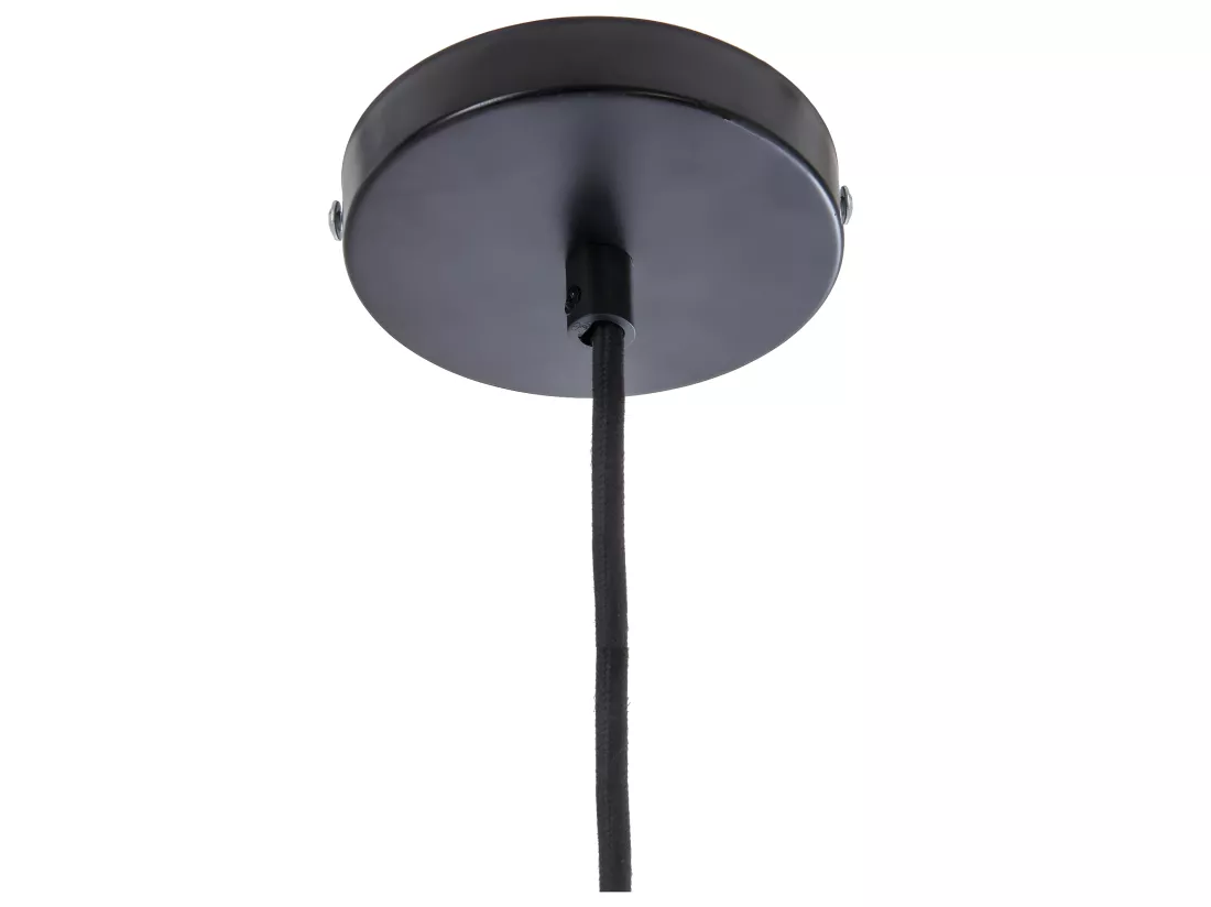 Luminaire Suspension en Métal Filaire Noir et Rotin D 35 cm