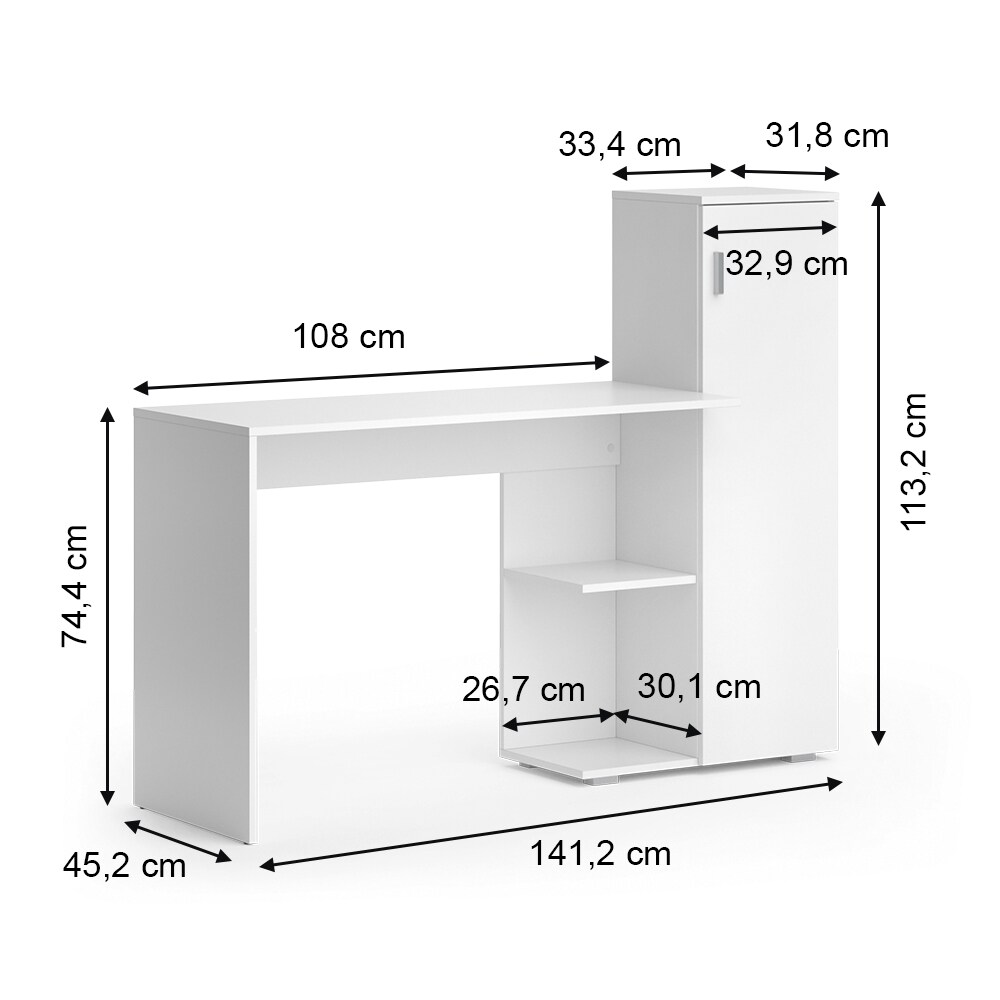 Vicco Schreibtisch Ritz Weiß 141,2 x 45,2 cm
