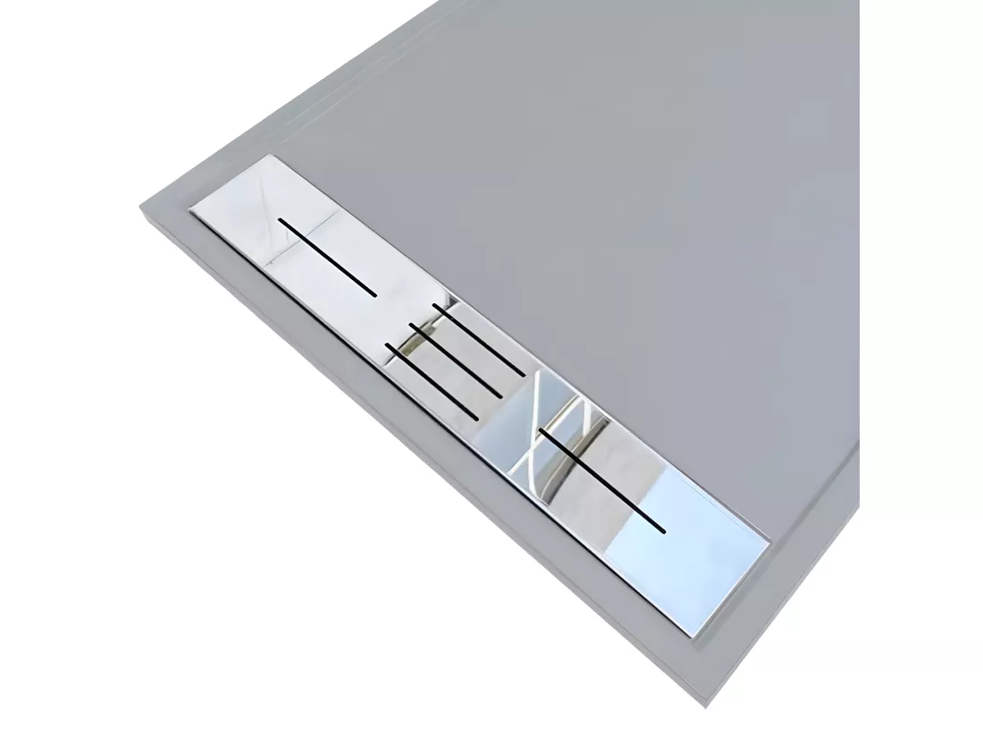 Receveur de douche 80 x 140 cm extra plat LUCIA en SoliCast® surface ardoisée gris