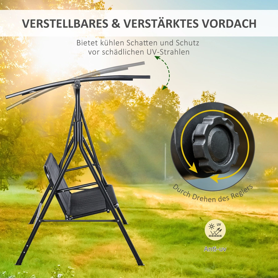 Outsunny 3- Sitzer Hollywoodschaukel mit Sonnendach schwarz