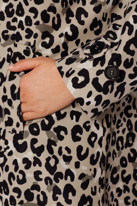 Kurzmantel, Animalprint, Hemdkragen