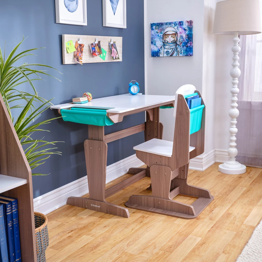 KidKraft® Verstellbarer Schreibtisch mit Stuhl Grow Together™“, aschgrau