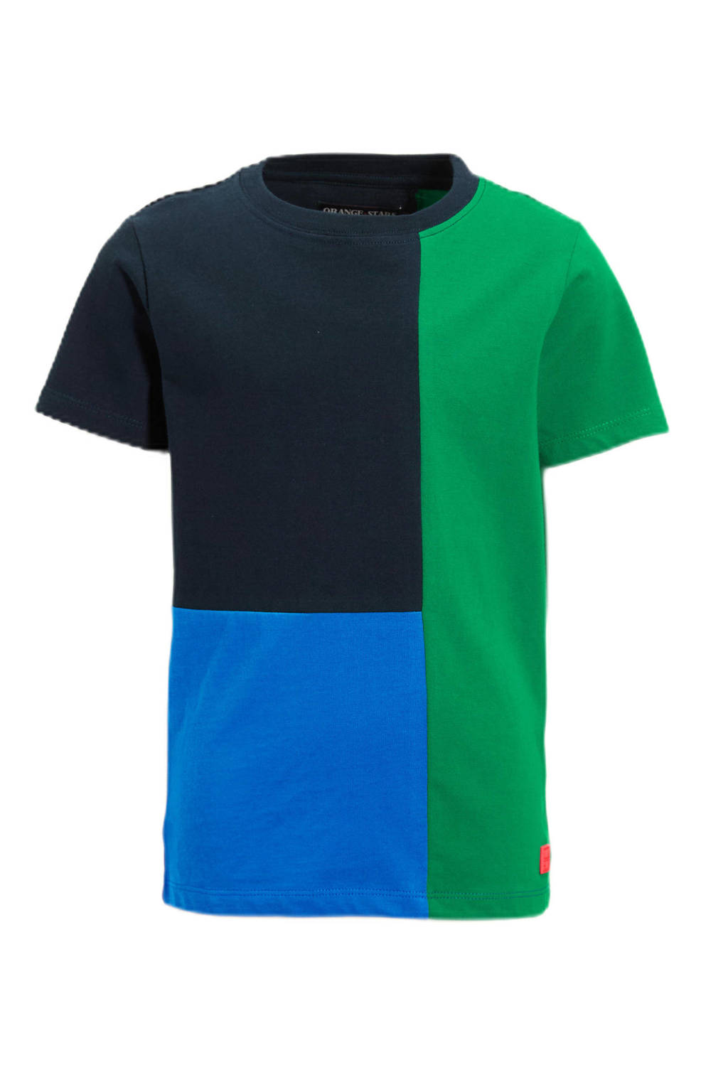 Orange Stars t-shirt Roel colour block groen / donkerblauw / blauw