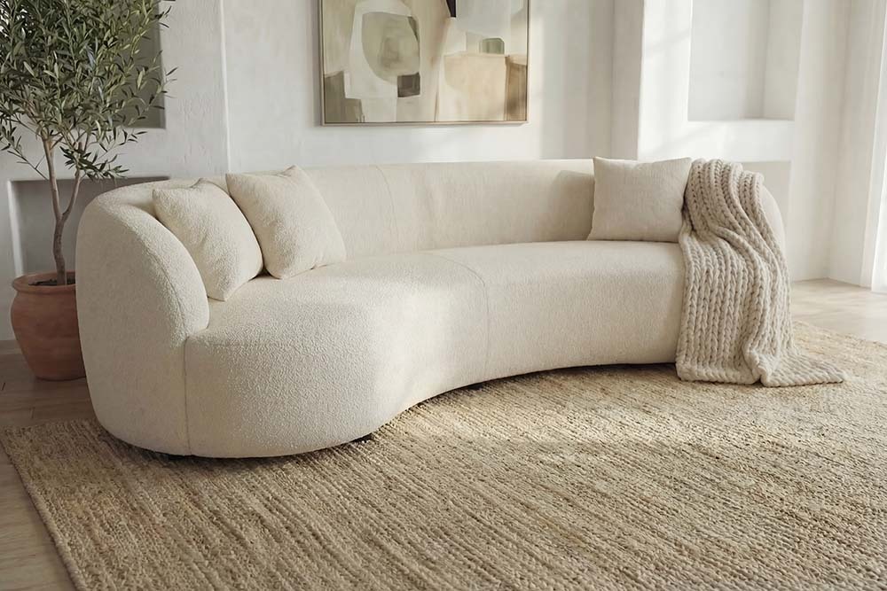 Modernes Sofa ATELIER 230cm beige Bouclé 3-Sitzer Couch inkl. Kissen