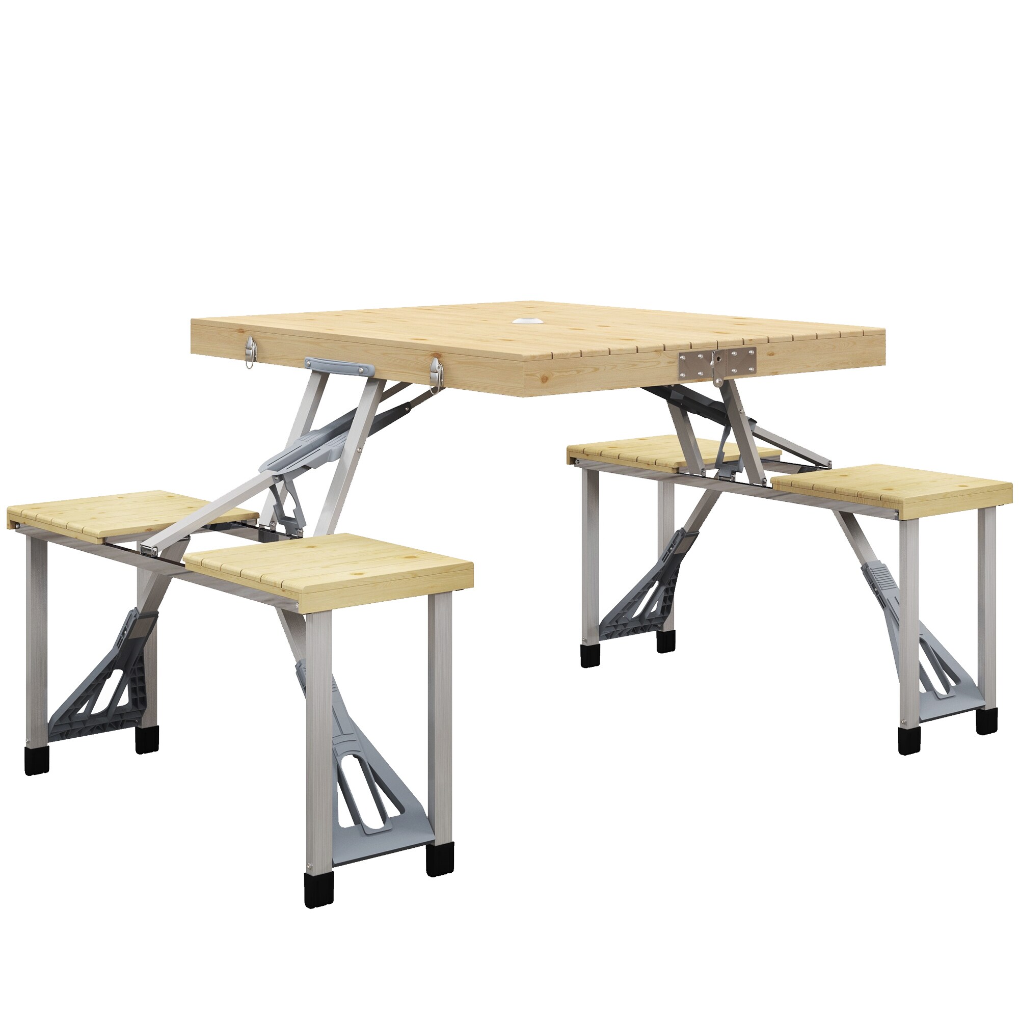 Outsunny Campingtisch mit Bank natur 86L x 72,5B x 67H cm