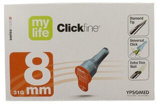 Mylife Clickfine DiamondTip Pennaald 8mm (31G) 100ST