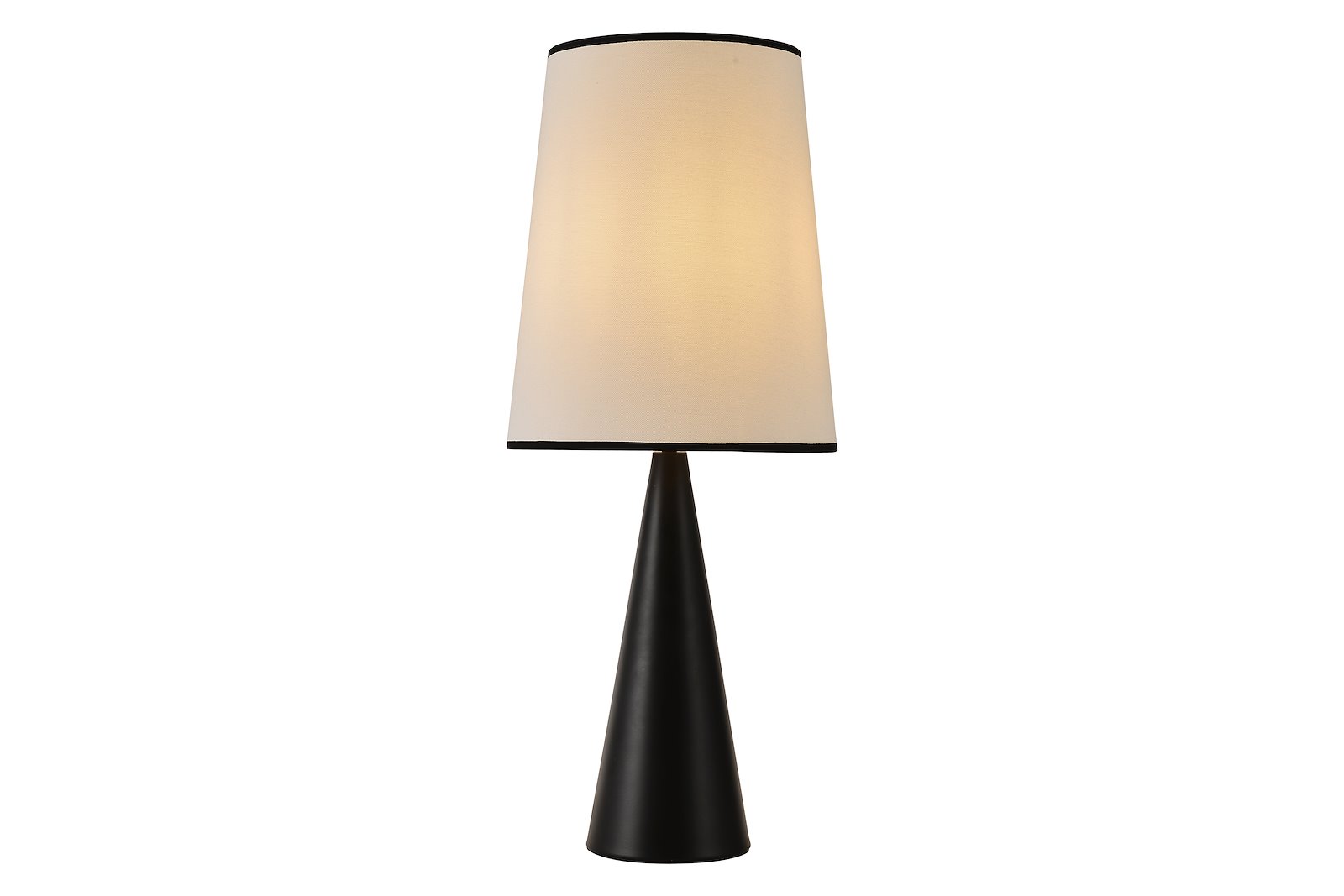 Glasgow bordlampe Offwhite tekstilskjerm med sort kant, Max 28W E27
