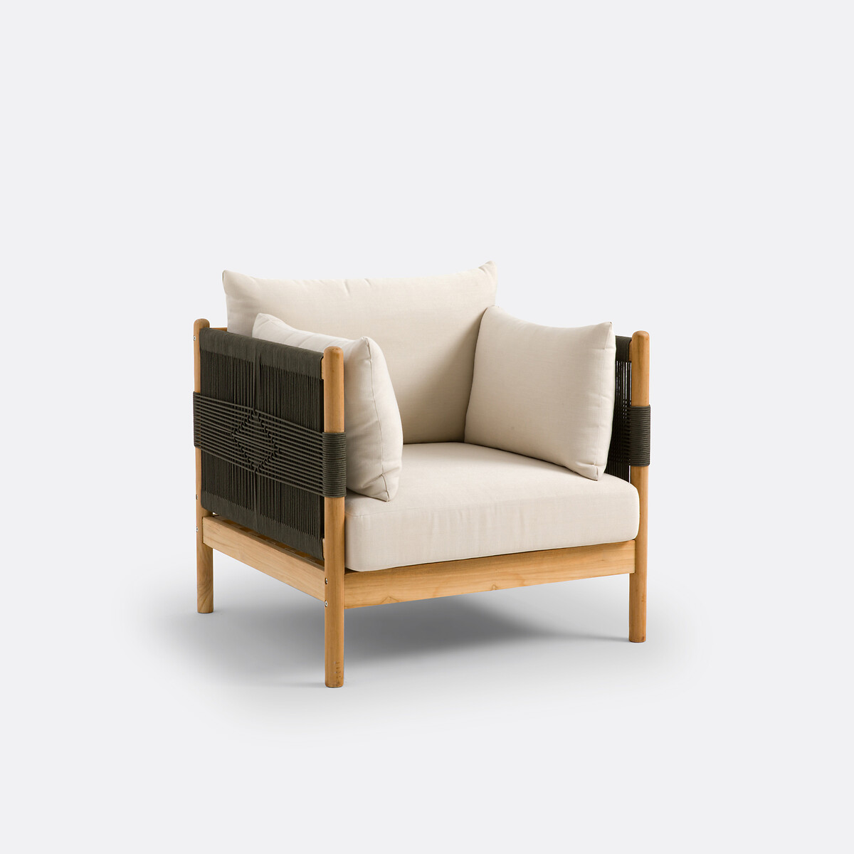 LA REDOUTE INTERIORS<br>Poltrona de jardim em madeira de teca e corda, Odette