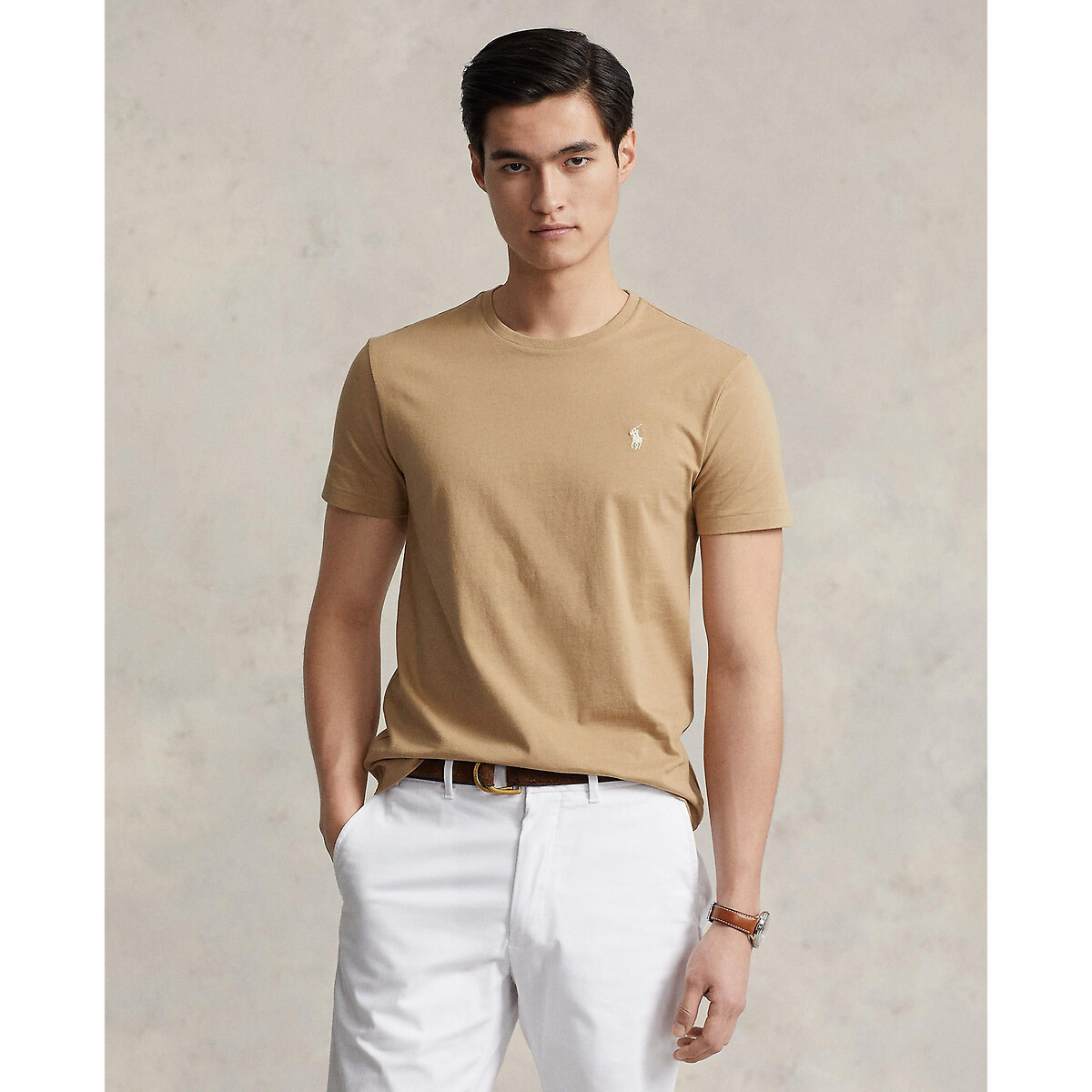POLO RALPH LAUREN<br>Camiseta de gola redonda, malha de algodão