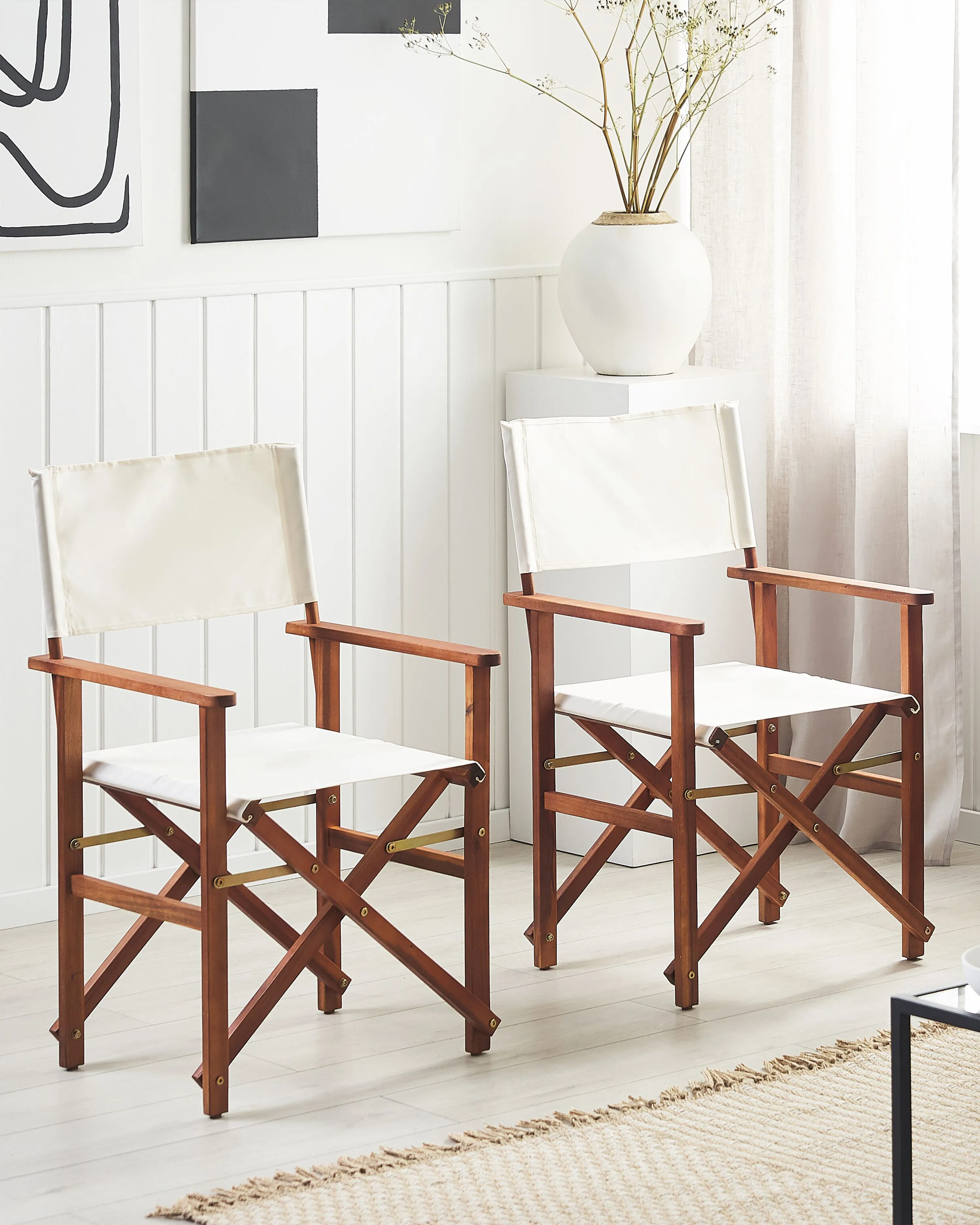 Set van 2 tuinstoelen CINE Acaciahout Gebroken wit