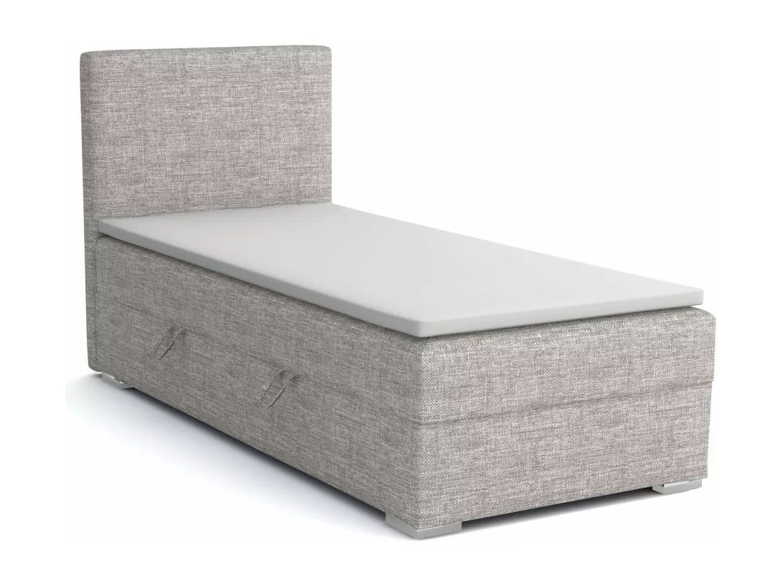 LIT SIMPLE avec topper Kiberg Mini côté gauche, 90x200 cm, Lux 05 (Gris clair)