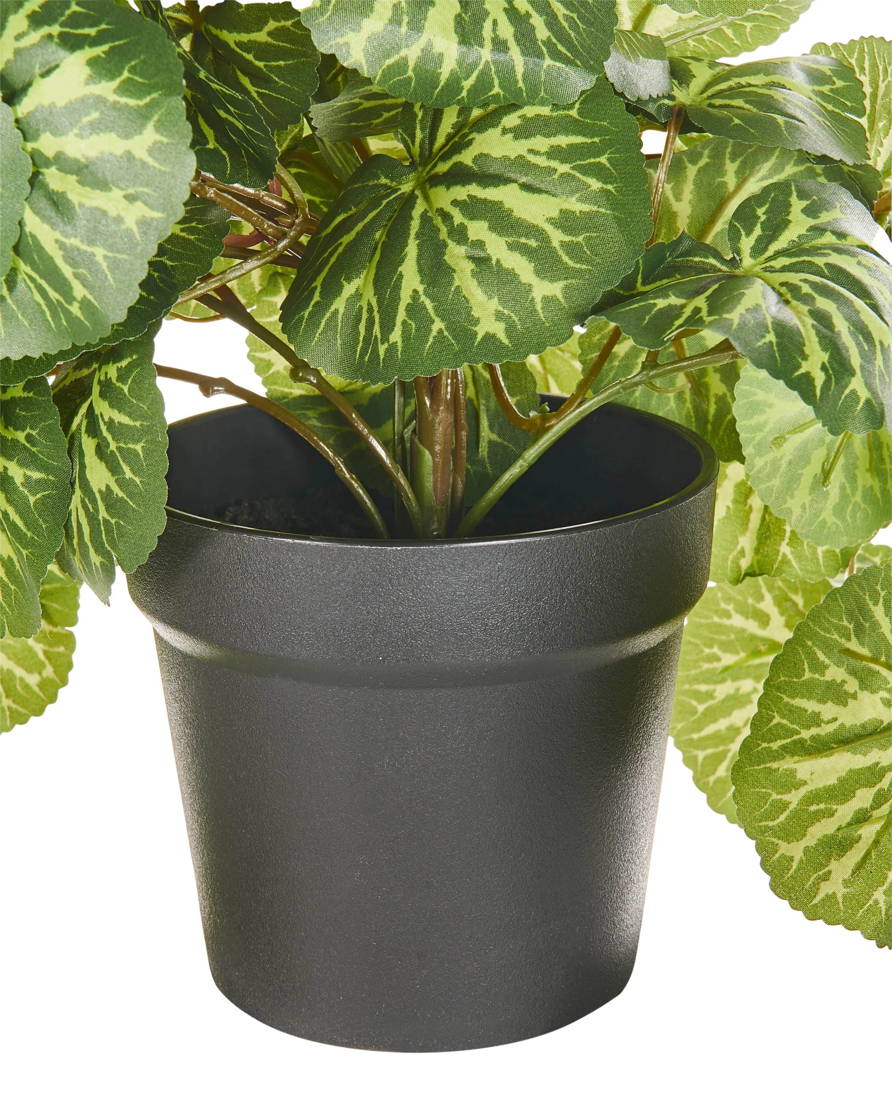 Kunst hangplant in pot STRAWBERRY BEGONIA 37 cm Groen