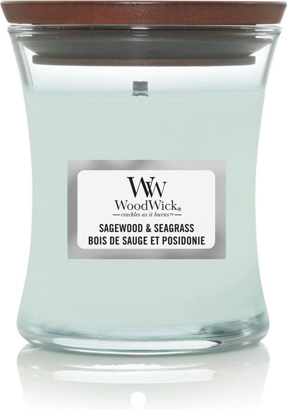 WoodWick - Sagewood & Seagrass - Mini Kaars - Hout - Hearthwick® Flame