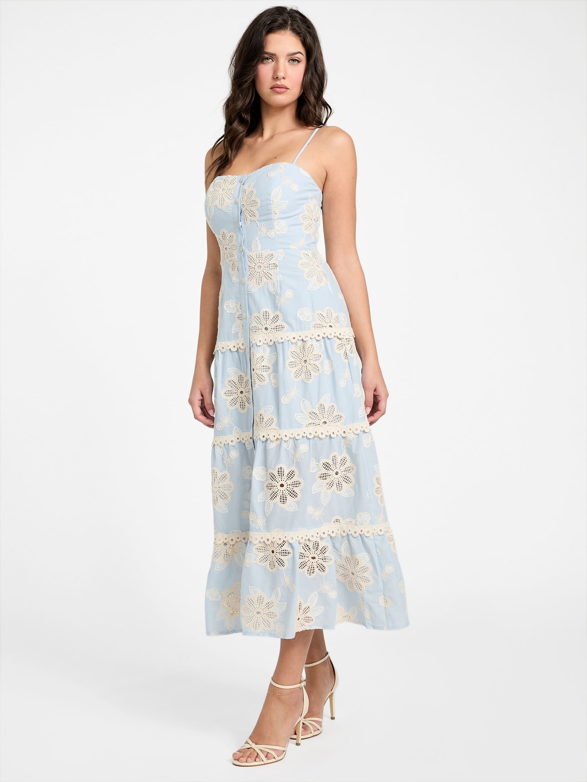 Vestido longo bordado Tabitha