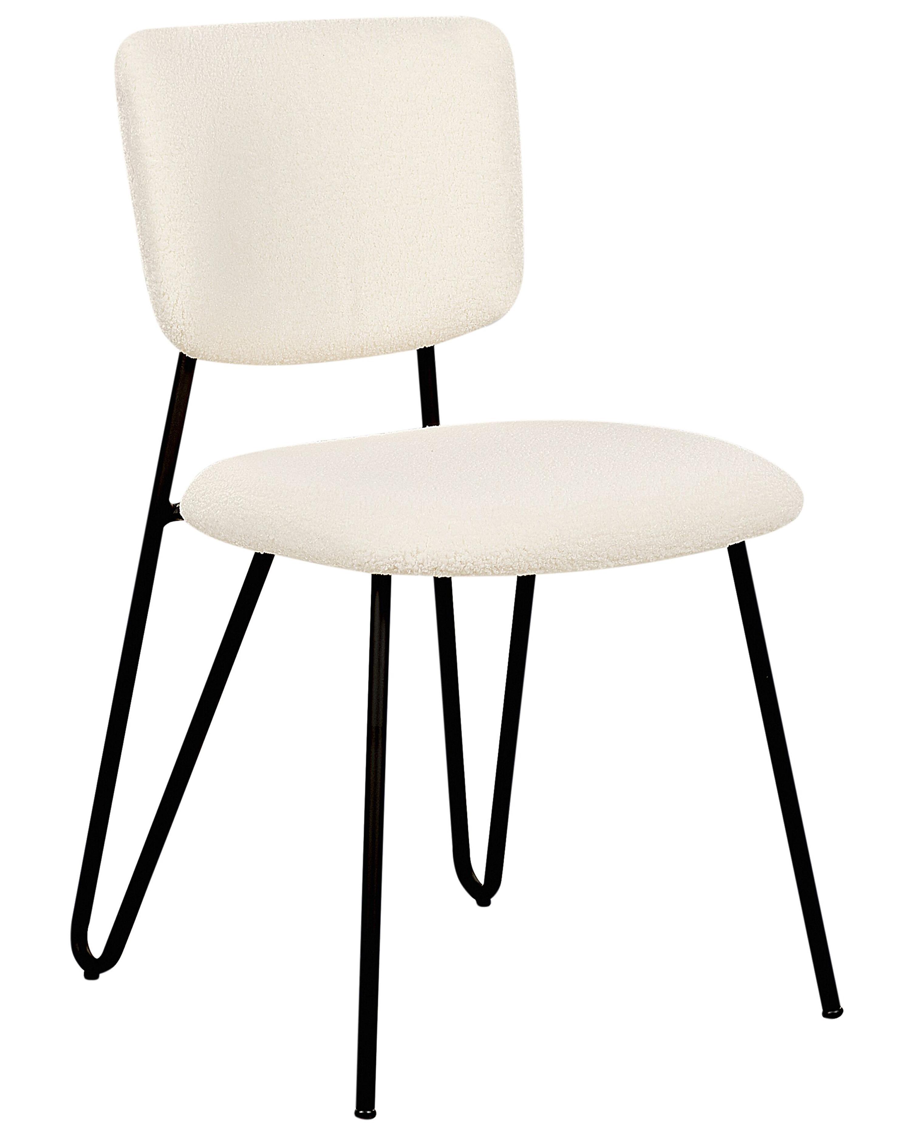 Set van 2 eetkamerstoelen NELKO Bouclé Gebroken wit