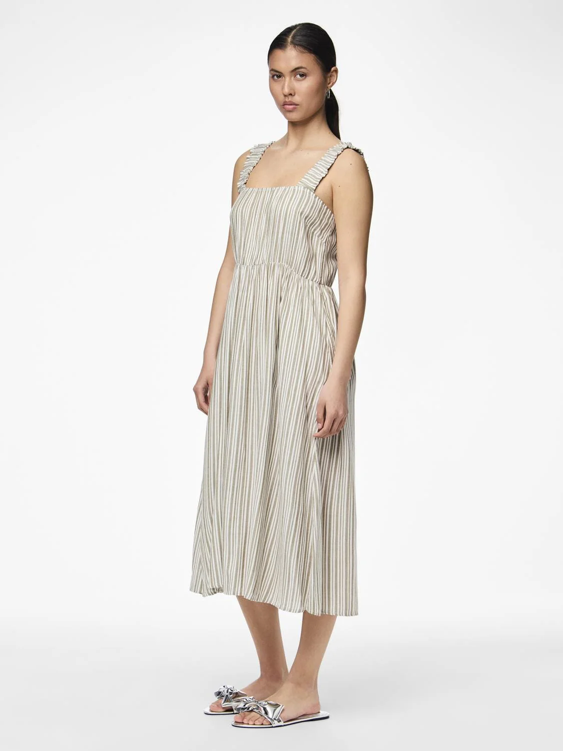 Pieces Pcalvina Sl Midi Dress 4472388 laurel oak cloud dancer