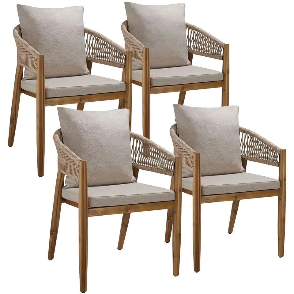 tectake Tuinstoel Manacor, ropedesign, Zandkleur
