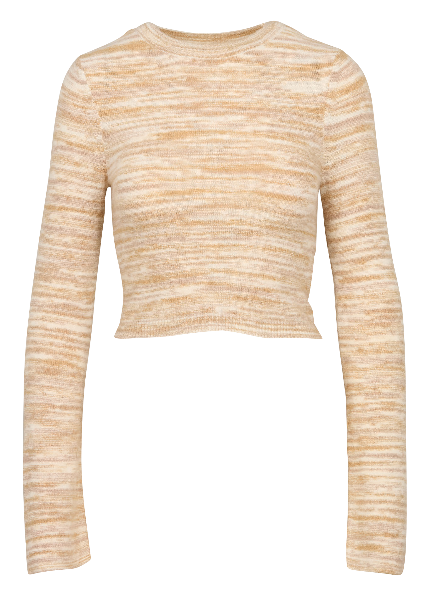 UNDER THE SUN - Pull court col rond en maille mélangée | Beige