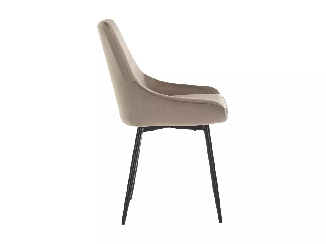 Lot de 6 chaises - Velours et métal noir - Taupe - MASURIE