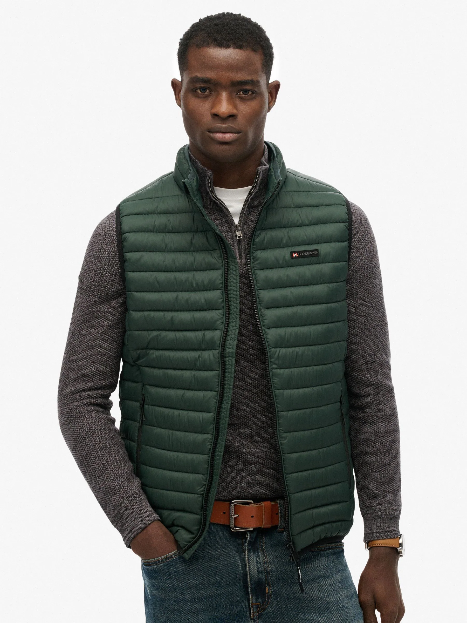 Groen - Superdry Fuji Lite gewatteerde bodywarmer