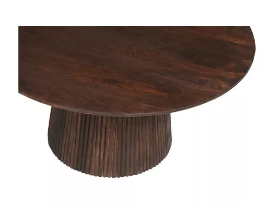 Table basse ronde collection MITCHEL en bois exotique de manguier brun diamètre 80 cm