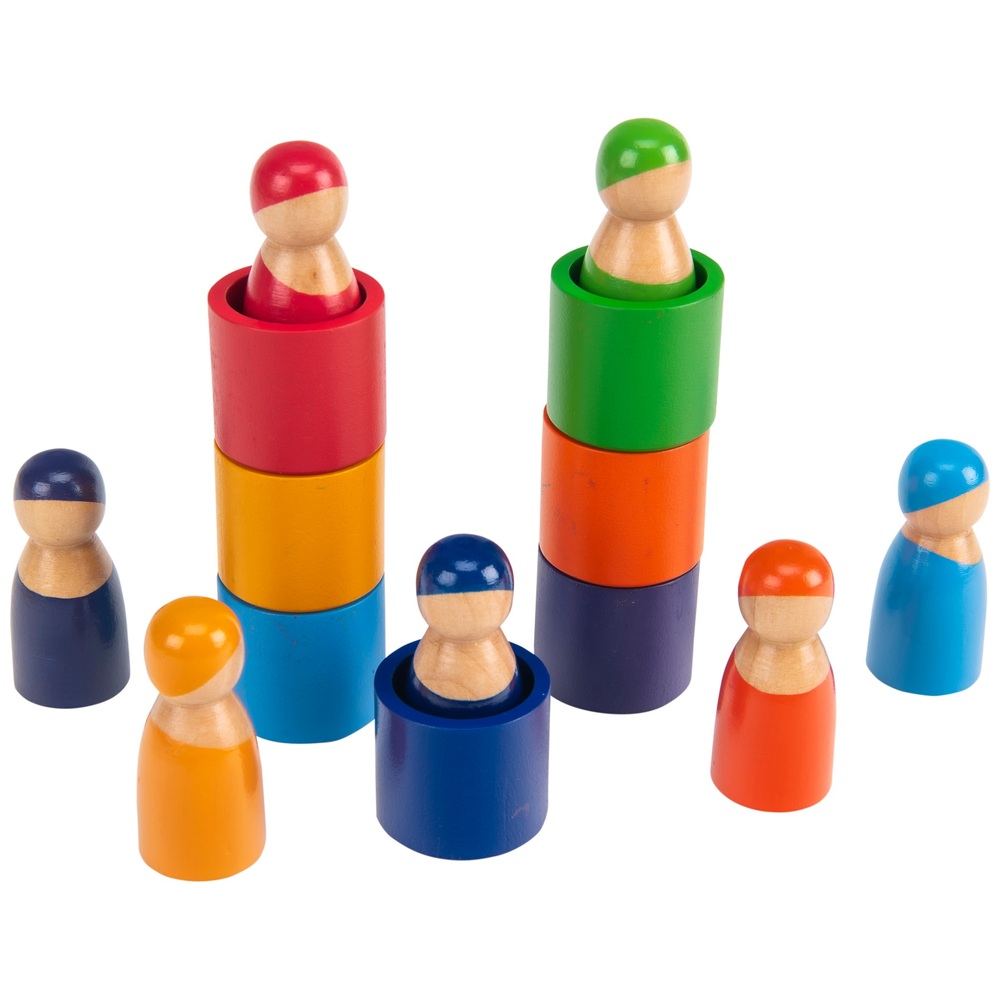 Eichhörnchen-Spielzeug, Regenbogen-Holzsteckpuppen