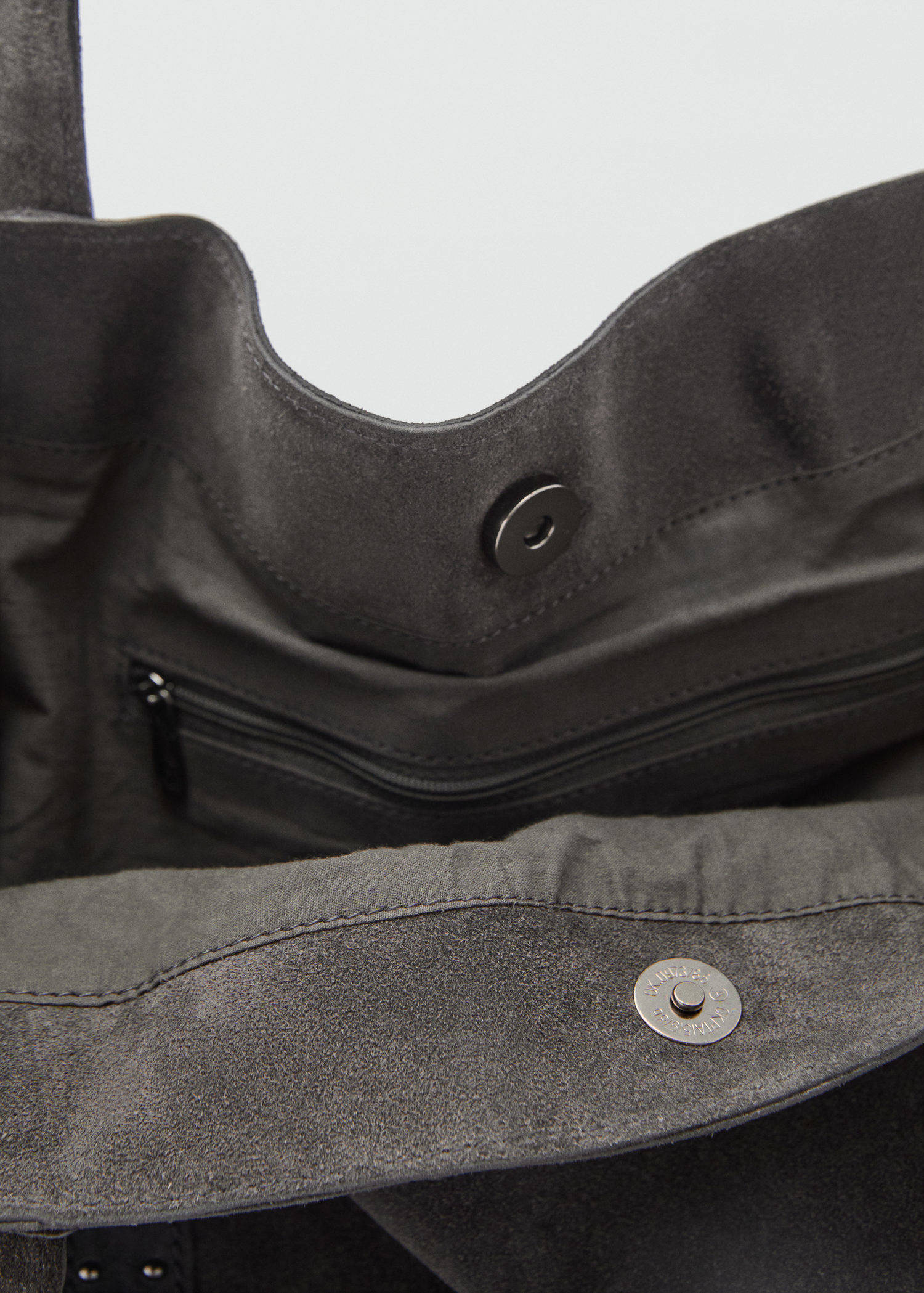 MANGO TEEN leren shopper antraciet