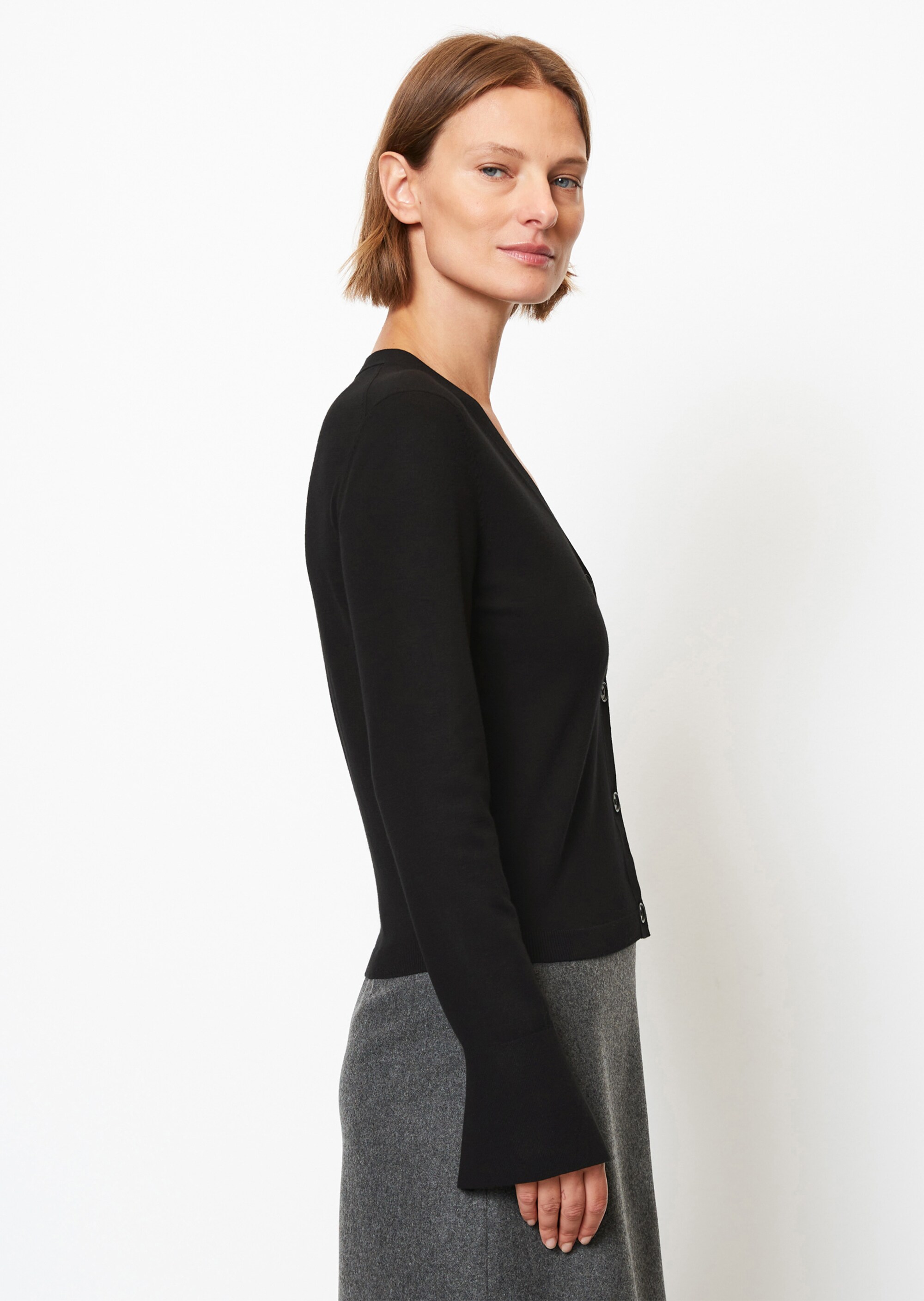 Feinstrick-Cardigan slim aus LENZING™ ECOVERO™