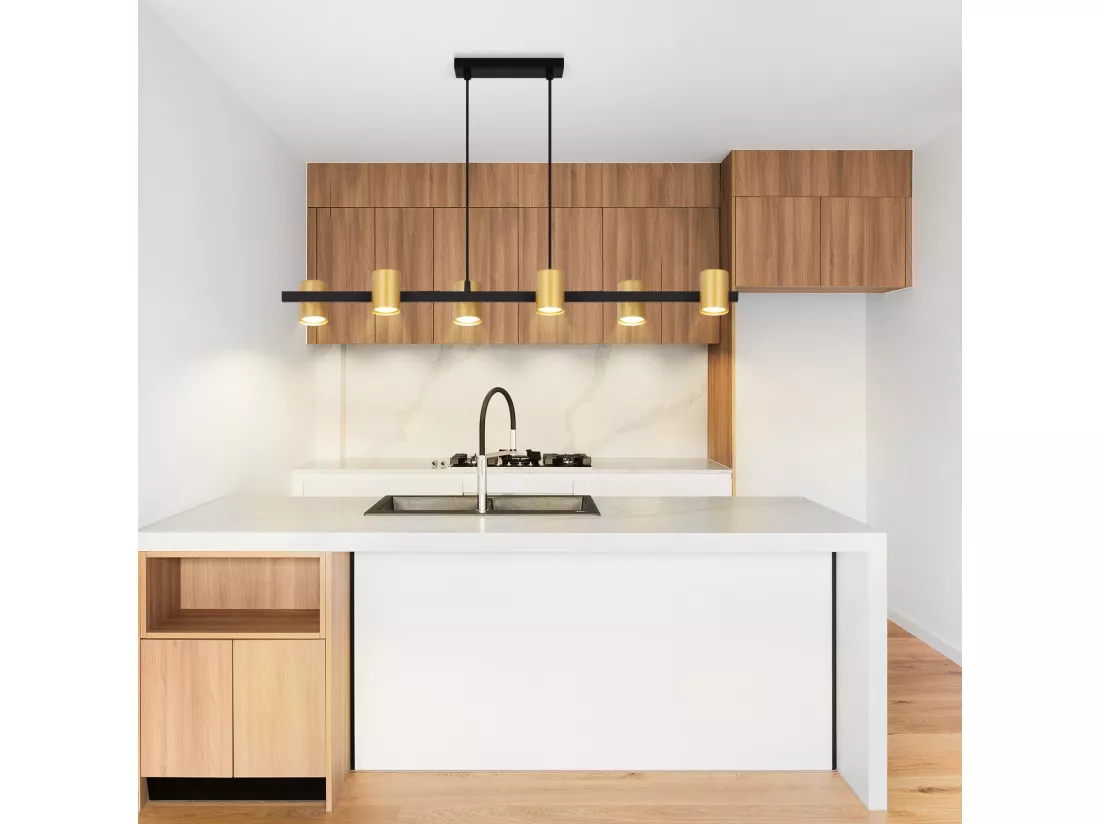 NETTLIFE Suspension table à manger lampe suspendue 6 ampoules noir GU10 métal industrielle
