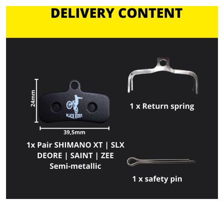 Paires de Plaquettes BLACK RIDER pour SHIMANO XT 4P SLX SAINT ZEE Semi-métallique 