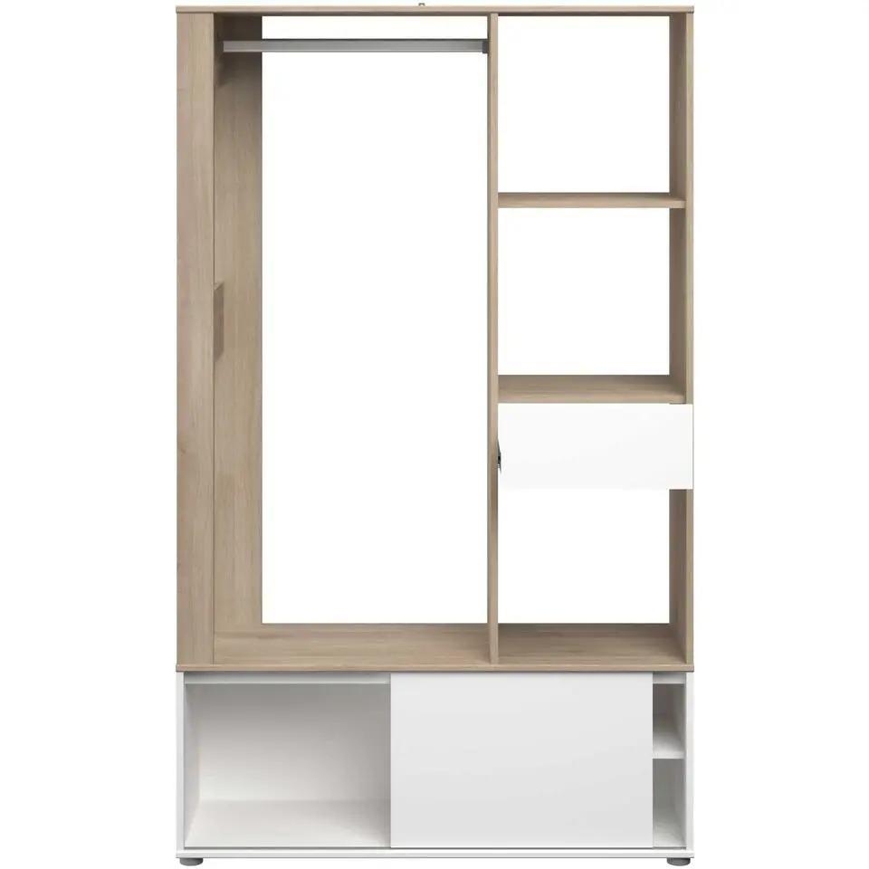 Garderobe Ghislain 1 deur & 1 lade - Japanse eik/wit