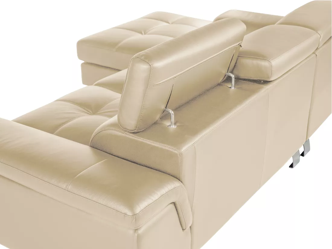 Canapé d'angle cuir MISHIMA - Taupe - Angle gauche