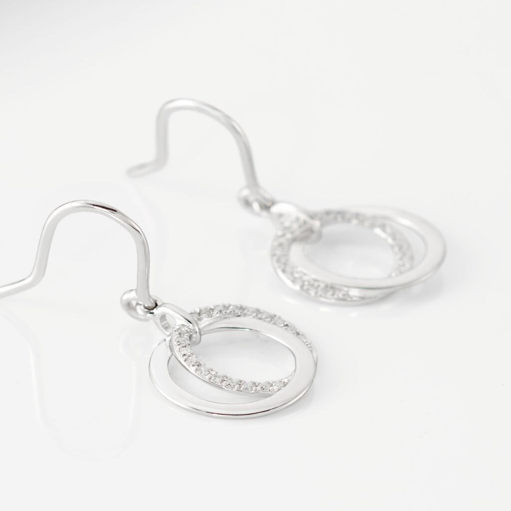Boucles D'oreilles Pendantes Or Blanc Tresha Diamants