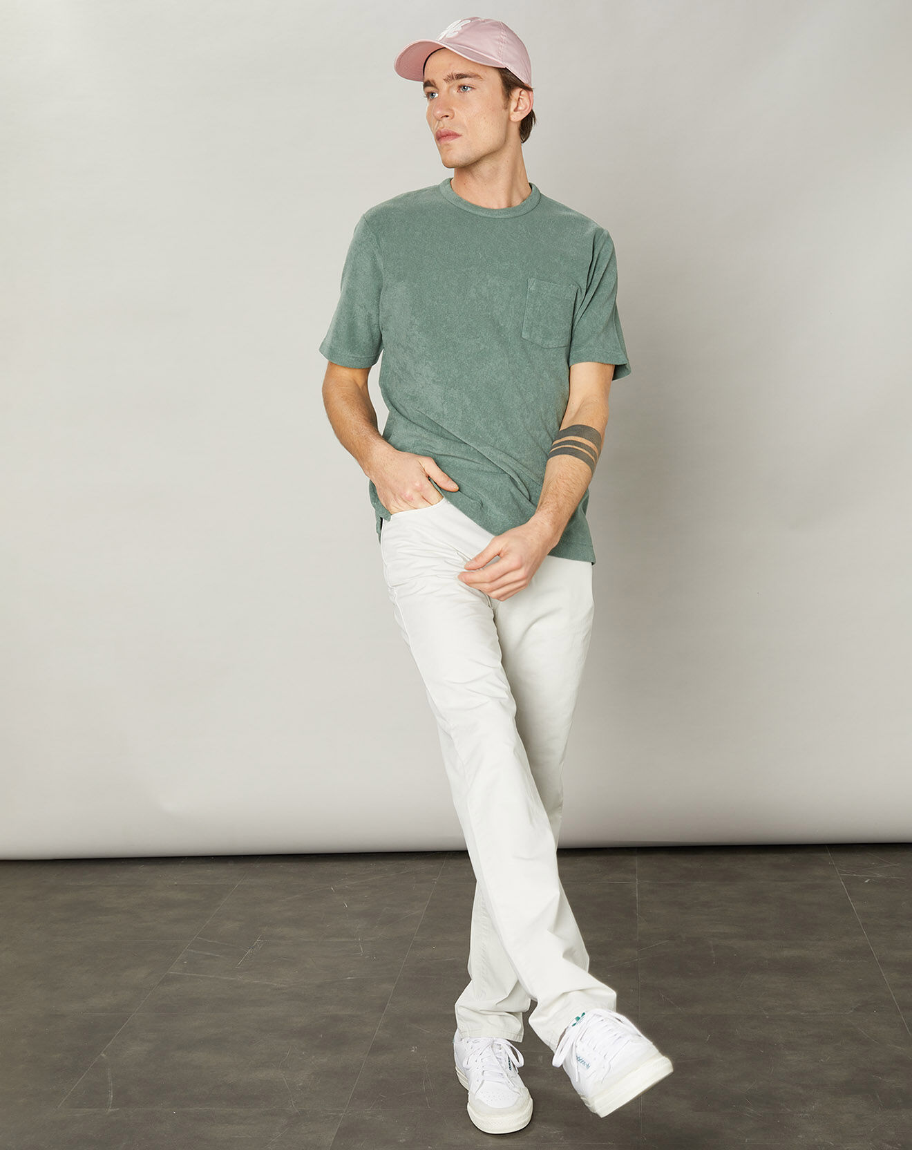 Hartford T-Shirt en éponge Pocket Crew cactus