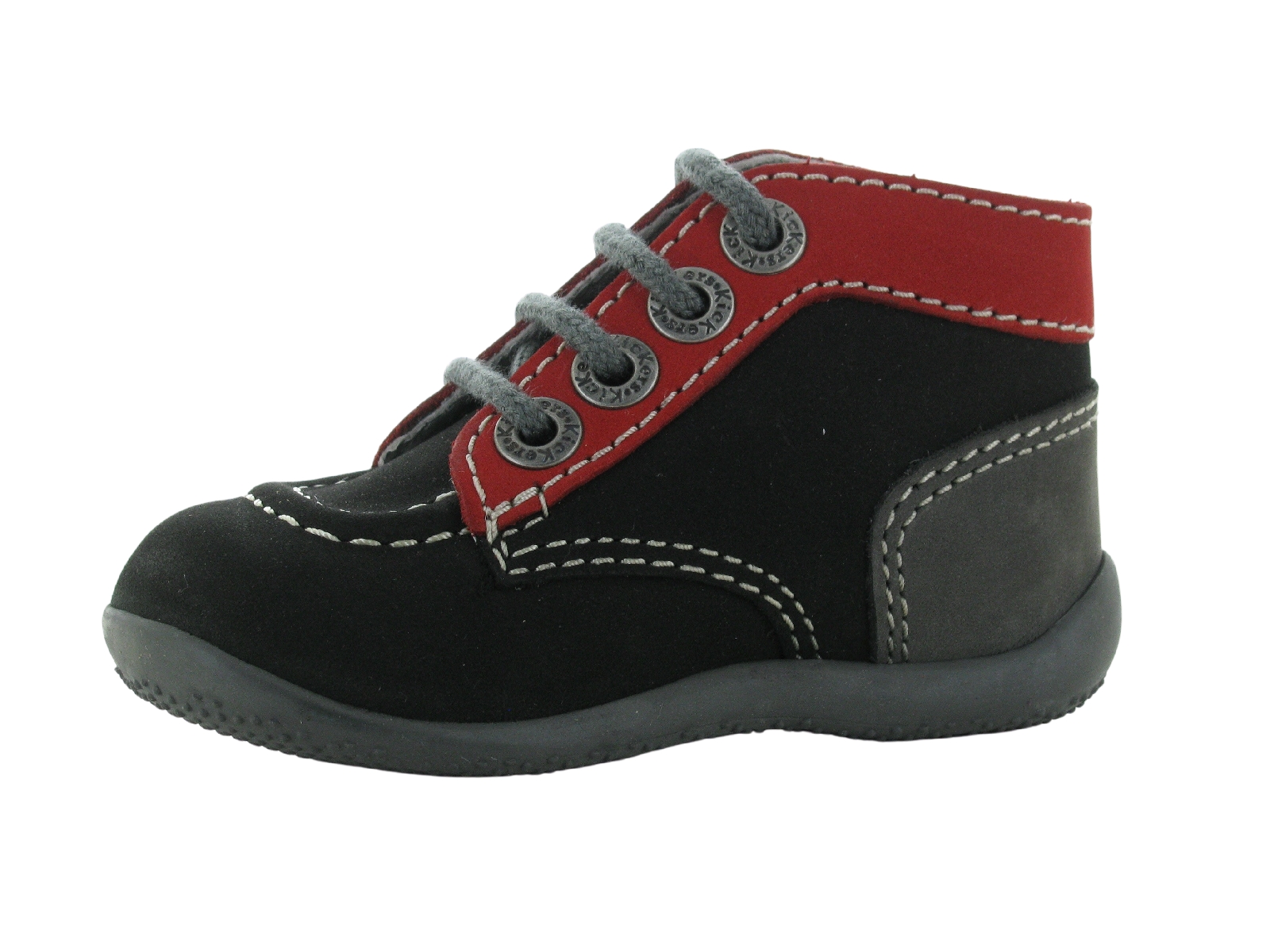 Kickers-BONBON Nubuck Noir Rouge